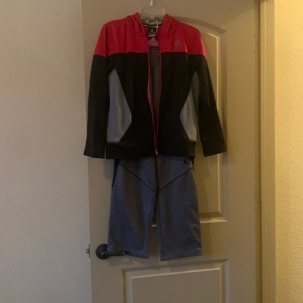 Black/Red/Gray Jordan Jogging Suit